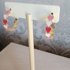 Pink and Heart Hoop Earrings